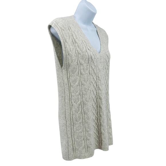 Sincerely Jules Cable Knit Sweater Vest WMN S Cream/Gray Sleeveless Pullover Top - Picture 3 of 10